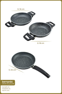 xBernardo Athelas 3 Piece Frying Pan and Sahan Set Grey