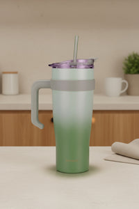 xCană termoizolantă cu pai Bernardo Alto, verde, 1000 ml