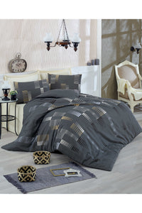 Double Quilt Cover Set Duvet Cover: 200 X 220 Cm Flat Sheet: 220 X 240 Cm Pillowcase: 50 X 70 Cm (2 Pieces) Trace - Anthracite