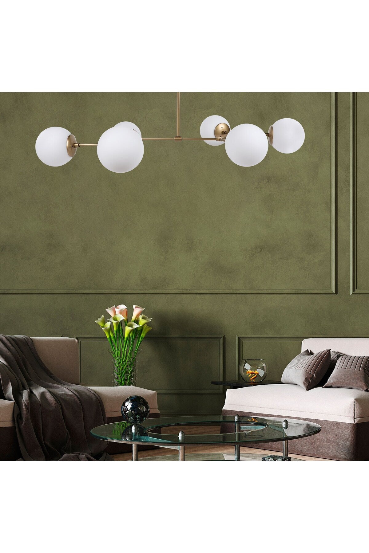Candelabru galben / alb