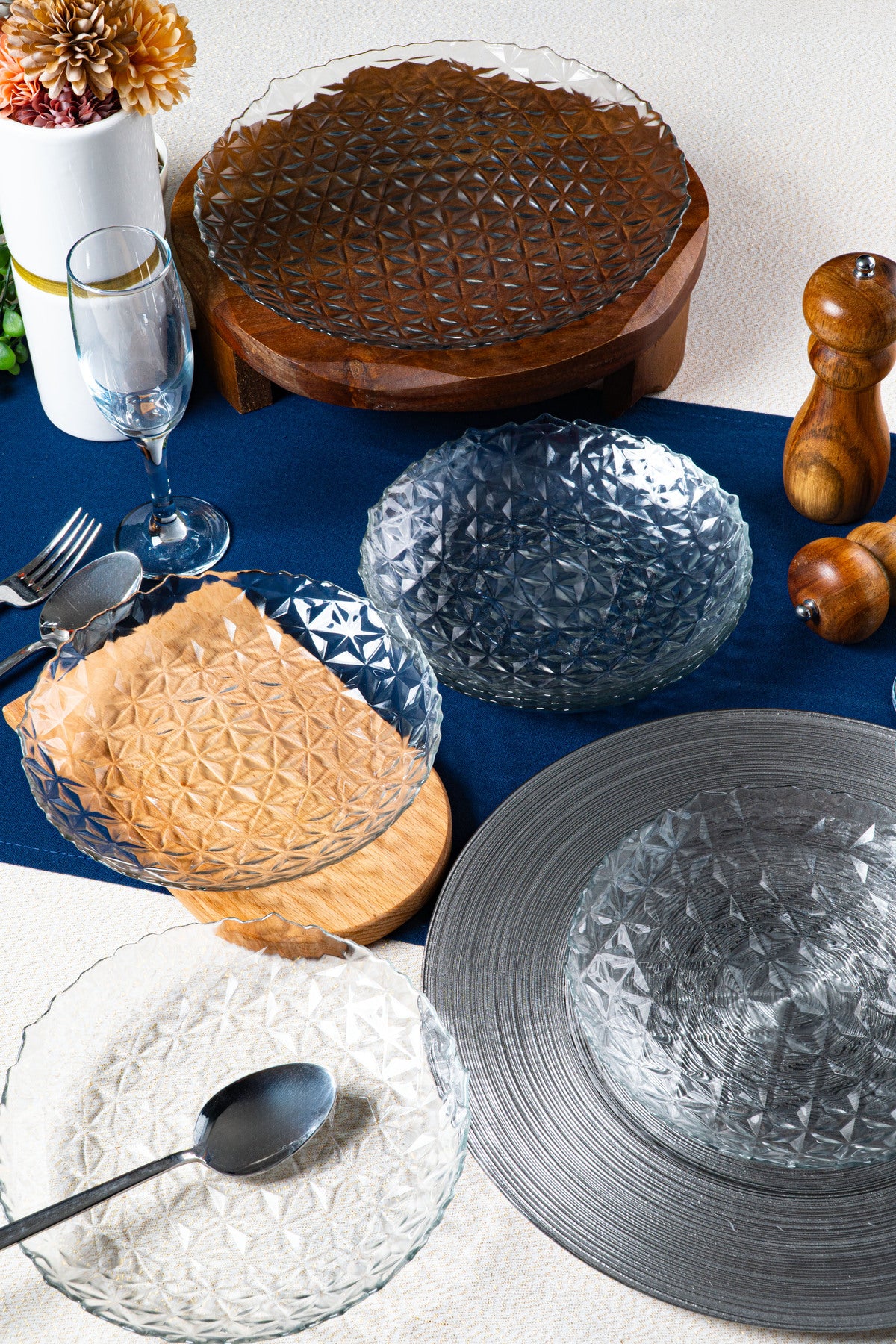 Prizma 7 Parça Cam Servis ve Pasta Sunum Seti