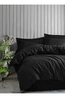 Set dublu de husă de pilotă din satin Husă de pilotă: 200 X 220 Cm Cearșaf de pat: 240 X 260 Cm Față de pernă: 50 X 70 Cm (2 Bucăți) Față de pernă Oxford: 50 X 70 Cm (2 Bucăți) Negru