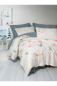 Ranforce Double Quilt Cover Set Quilt Cover: 200 X 220 Cm Flat Sheet: 240 X 260 Cm Pillowcase: 50 X 70 Cm (2 Pieces) Blue