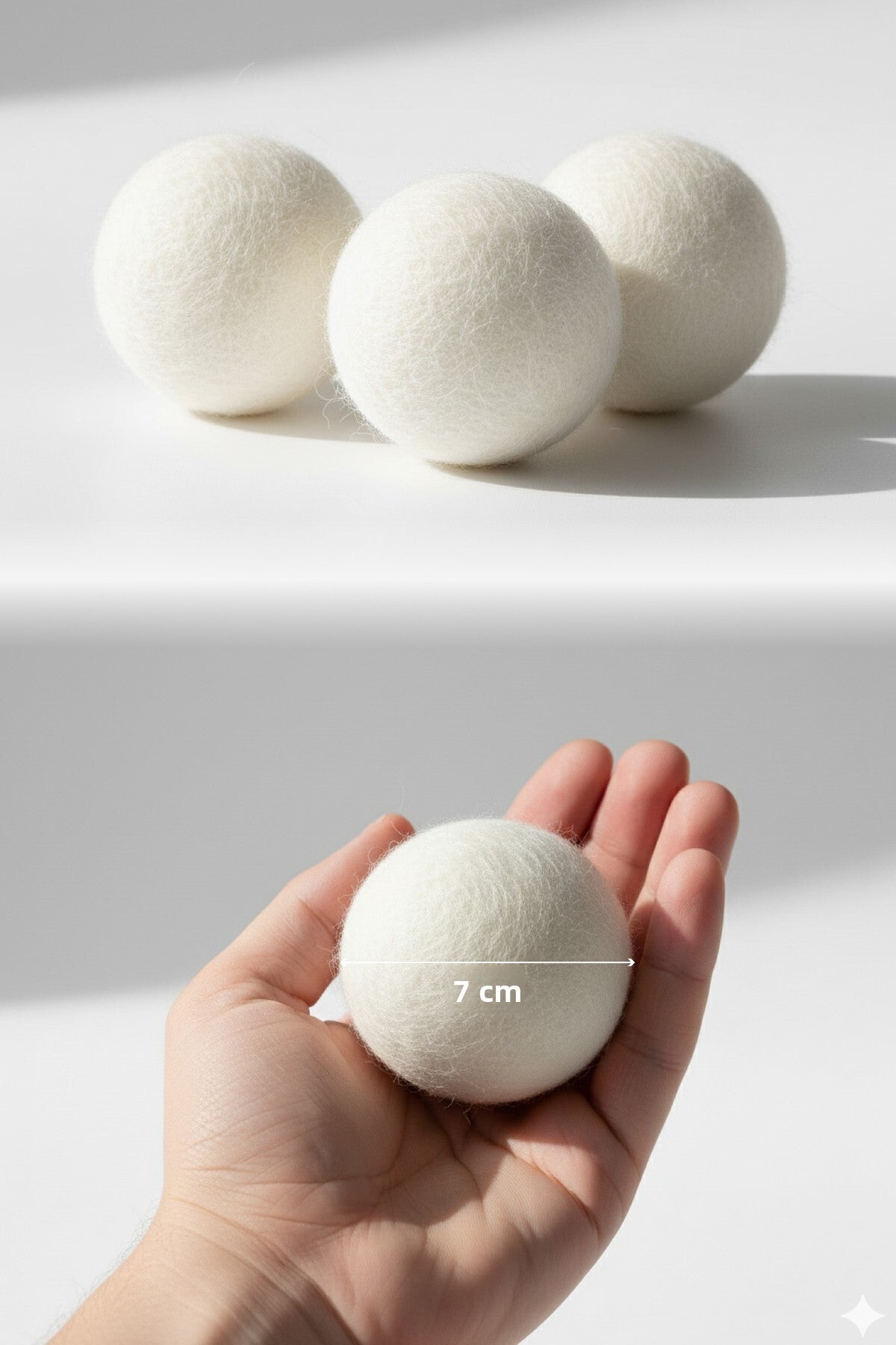 3-Pack Natural Wool Laundry Dryer Balls - Energy Saving and Softening Effect