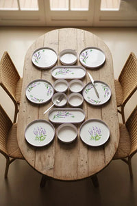 14-Piece Lavender Stackable Breakfast Set 6 People - Luxury Breakfast Presentation Set Plate