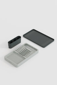 Dish Rack & Countertop Plate Holder – 42x26 cm Multi-Compartment Modern Kitchen Organizer