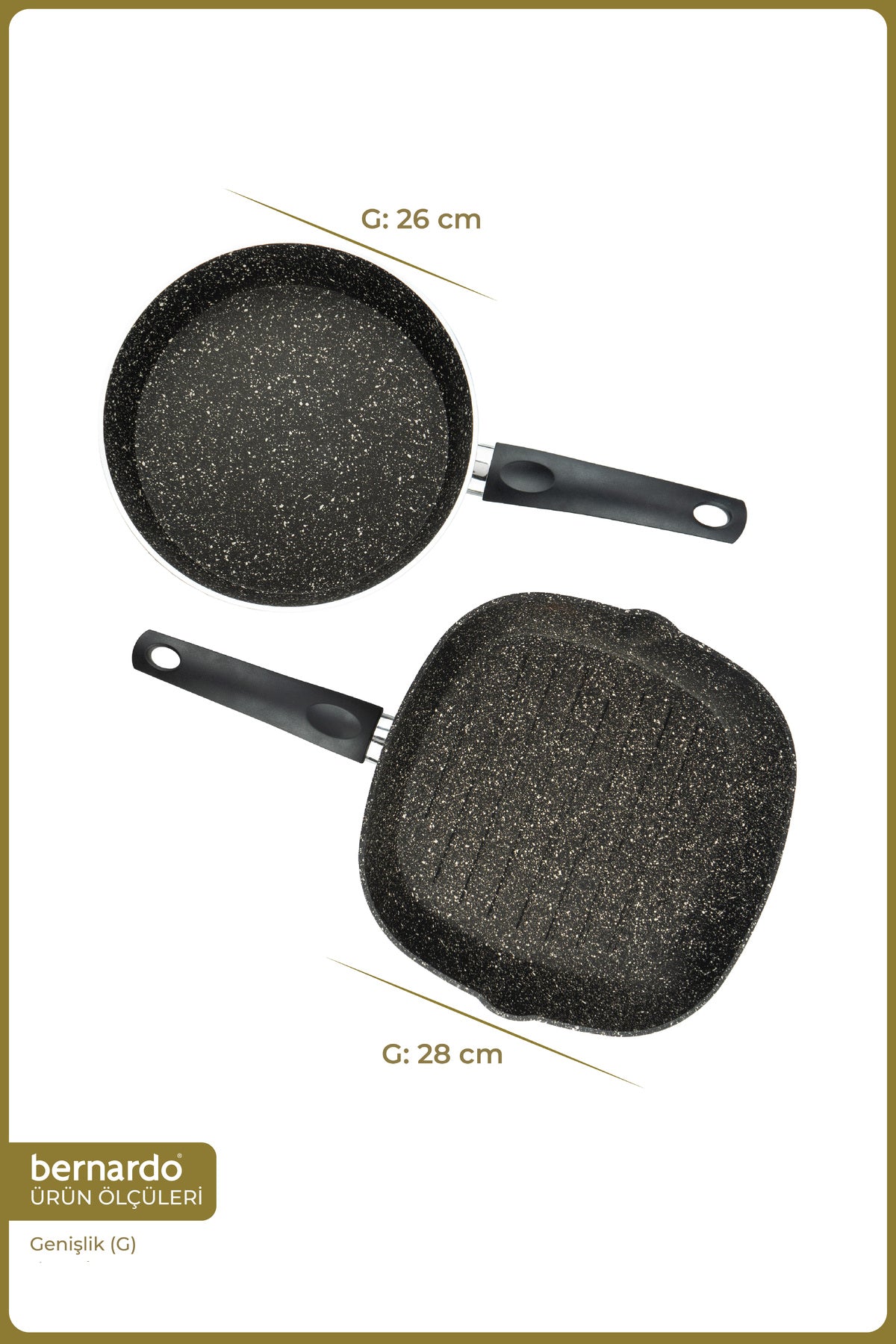 xBernardo Carolin 2 Piece Grill Pan Set Black