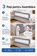 Baby Bed Rail Wooden 180 cm Grey