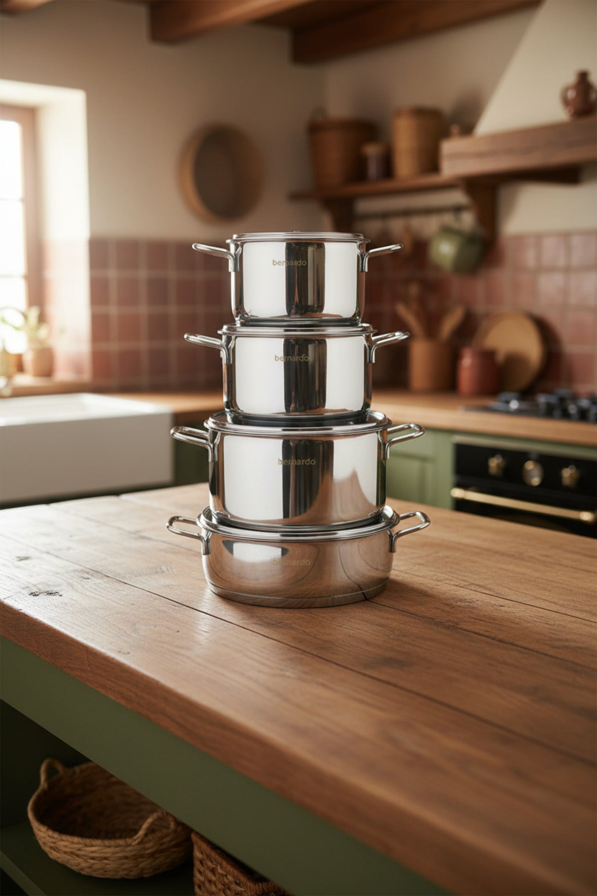 xBernardo Sonora 8 Piece Cylindrical Steel Pot Set