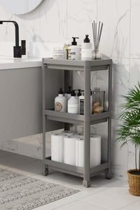 3-tier bathroom unit (Peggy), white bathroom organizer, shampoo holder, (gray), cabinet