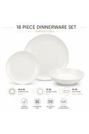 18-Piece Stackable White Dinner Set for 6 People - Premium Dinner Set