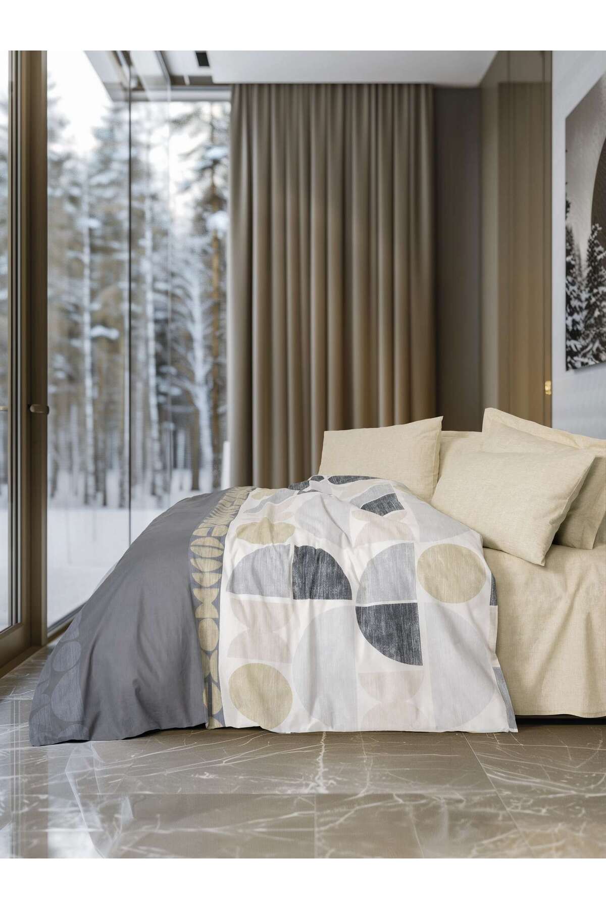 Ranforce Double Quilt Cover Set Quilt Cover: 200 X 220 Cm Flat Sheet: 240 X 260 Cm Pillowcase: 50 X 70 Cm (2 Pieces) Beige