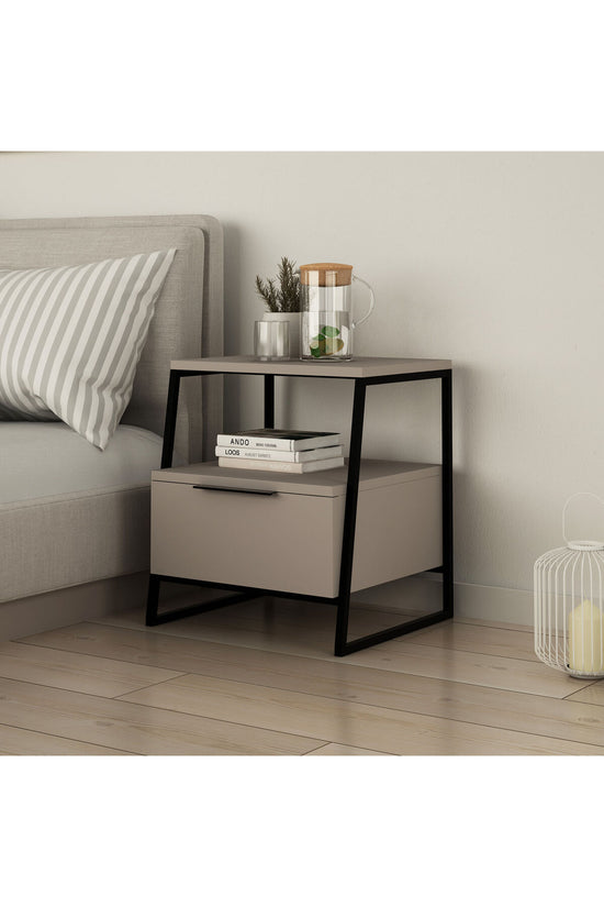Nightstand Thickness: 18 Mm Frame: 100% Metal Width: 45 Cm Height: 50 Cm Depth: 41 Cm Shelf Height: 19 Cm Pal - Light Mocha