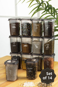 14-Piece Luna Spice Rack with White Screen Printing Label 450 ml