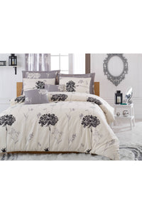 Double Quilt Cover Set Duvet Cover: 200 X 220 Cm Flat Sheet: 220 X 240 Cm Pillowcase: 50 X 70 Cm (2 Pieces) Efil - Beige, Grey