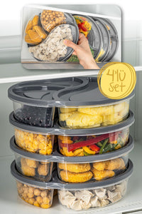Set de depozitare rotund din 4 piese de 1,2 litri Antracit - 3 compartimente