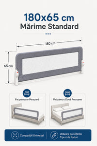 Baby Bed Rail Wooden 180 cm Grey