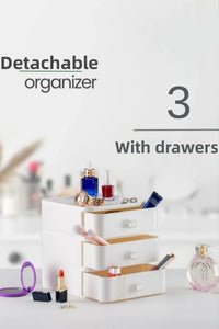 Set de 3 Organizatoare de Bijuterii, Machiaj și Cosmetice cu Sertare, Suport Organizator cu Sertare pentru Birou