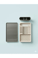 Uscător și Suport de Vase – 42x26 cm cu Multiple Compartimente Organizator Modern de Bucătărie Crem-Gri