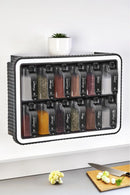 12-Piece Spice Jar Set with Stand – Self-Adhesive Wall-Mounted Spice Rack with Spoons & Labeled Lids