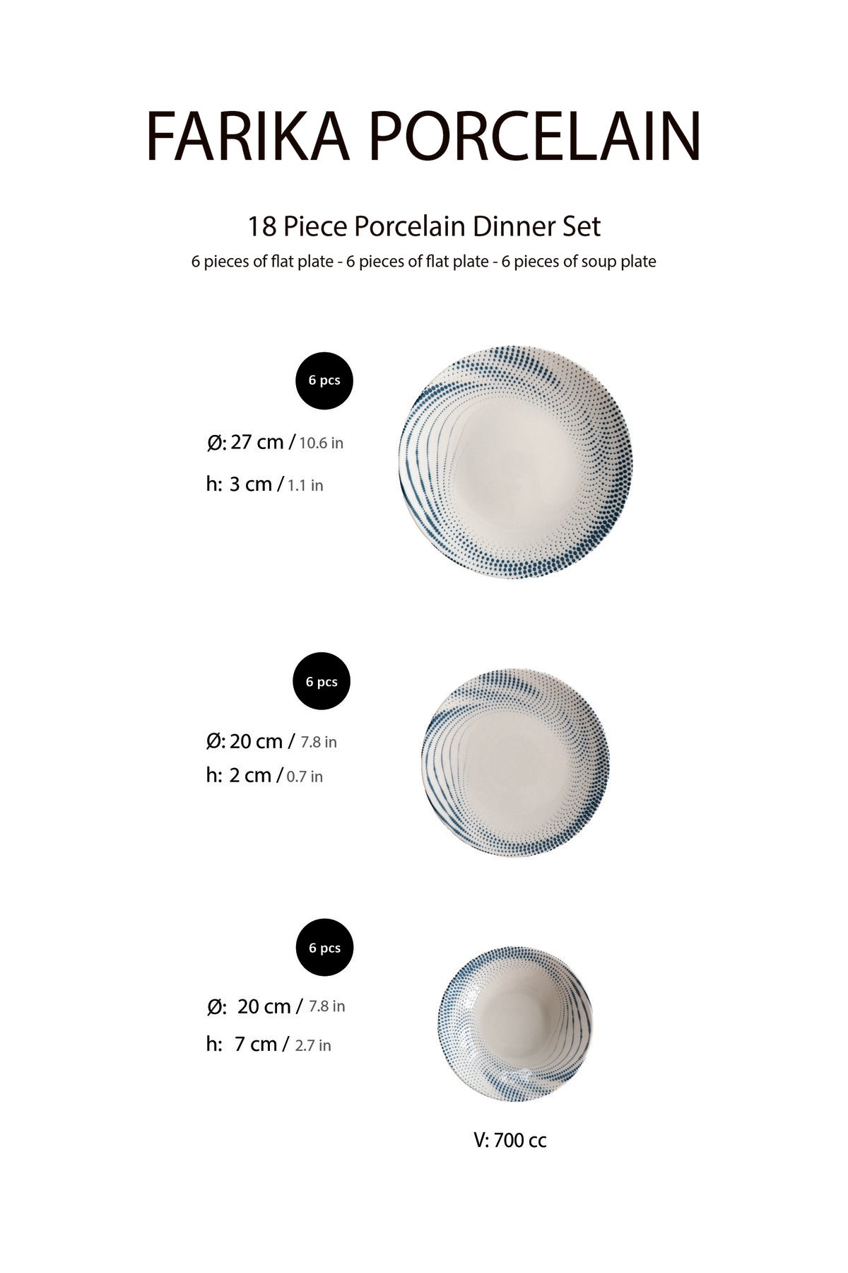 18-Piece Stackable Aura Dinner Set for 6 People - Premium Dinner Set