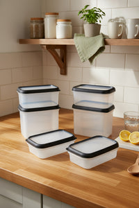 Set de 6 recipiente de depozitare xBernardo Hide Plus, negru