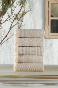Wash Towel Set (5 Pieces) Size: 38 X 65 Cm (5 Pieces) Beige