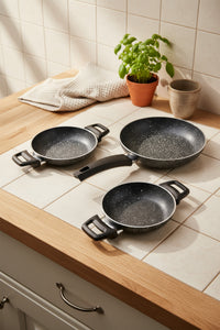 xBernardo Athelas 3 Piece Frying Pan and Sahan Set Black