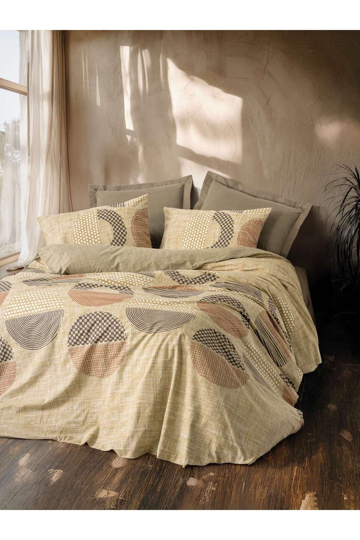 Ranforce Double Quilt Cover Set Quilt Cover: 200 X 220 Cm Flat Sheet: 240 X 260 Cm Pillowcase: 50 X 70 Cm (2 Pieces) Brown