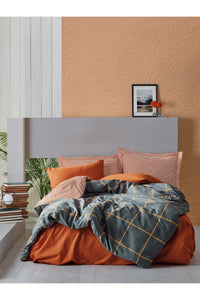 Ranforce Double Quilt Cover Set Quilt Cover: 200 X 220 Cm Flat Sheet: 240 X 260 Cm Pillowcase: 50 X 70 Cm (2 Pieces) Stark - Cinnamon