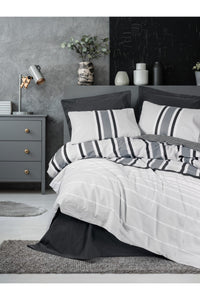 Ranforce Double Quilt Cover Set Quilt Cover: 200 X 220 Cm Flat Sheet: 240 X 260 Cm Pillowcase: 50 X 70 Cm (2 Pieces) Anthracite