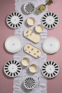 14 Piece Black Birds Breakfast Set for 6 People - Luxury Breakfast Presentation Set Plate