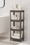 4-Tier Bathroom Shelf Unit Black Bathroom Organizer Shampoo Holder Towel Holder Cabinet