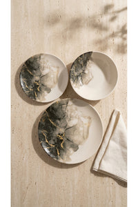18-Piece Stackable Marble Dinner Set for 6 People - Premium Dinner Set