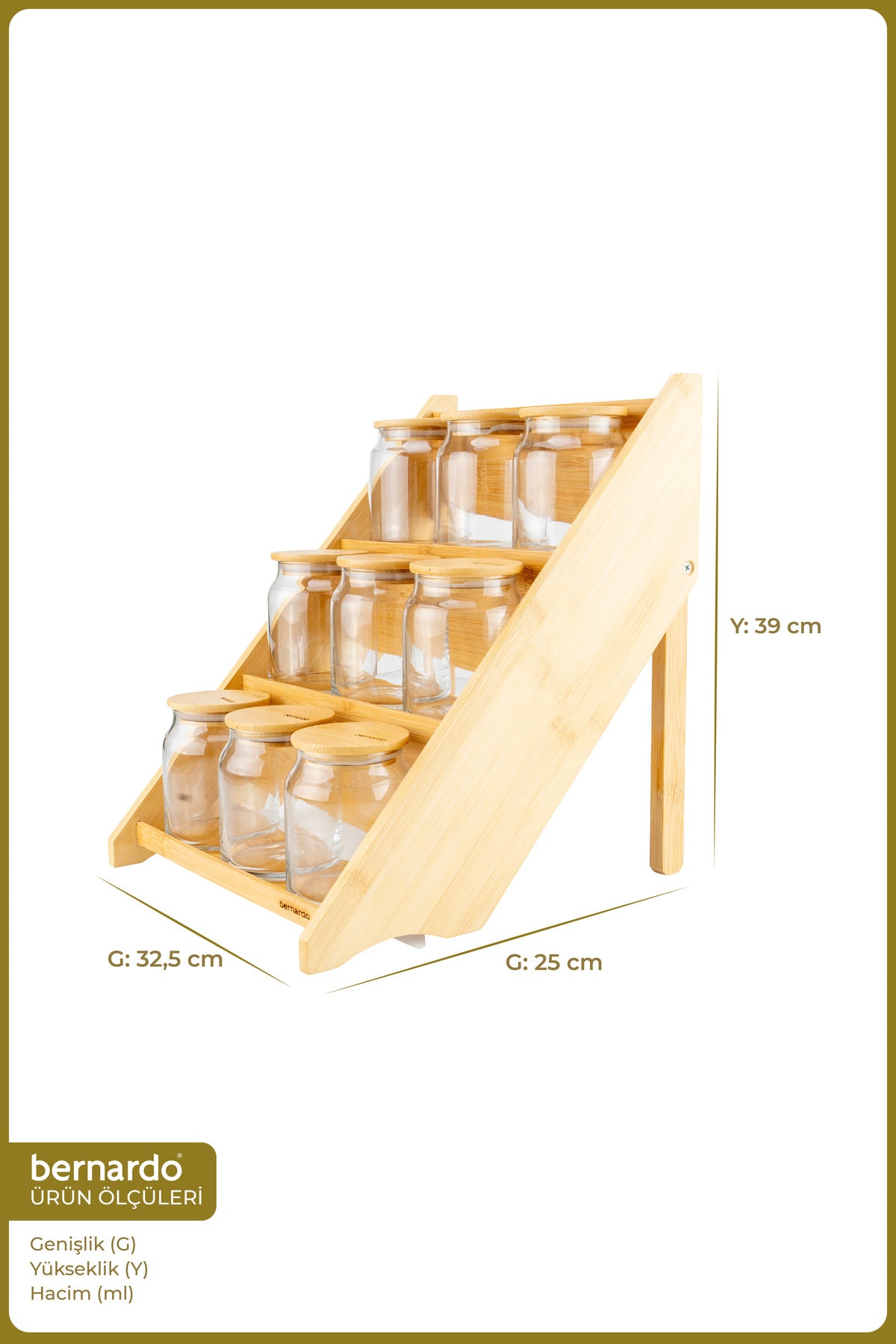xBernardo Liora 9 Piece Spice Rack Set 3 Tier
