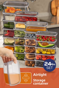 Anthracite 24-Piece Airtight Storage Set - 6X(250-500-750-1200 ml)