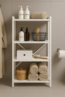 4-Tier Multi-Purpose Metal & Wood Cabinet White – Bookshelf, Kitchen, Stationery & Bathroom Shelf – 60 x 30 x 120 cm