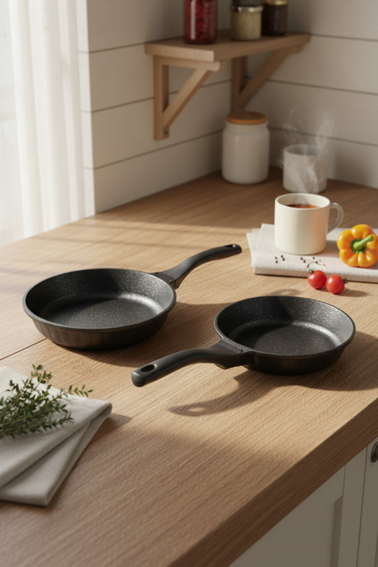 xBernardo Olimpos Granite Cast 2 Piece Frying Pan Set Black