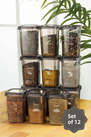 450 ml Luna Spice Rack with 12 White Screen Printing Labels