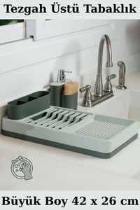 Dish Rack & Countertop Plate Holder – 42x26 cm Multi-Compartment Modern Kitchen Organizer