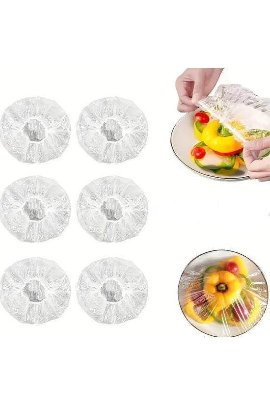 Set de 100 de capace elastice pentru alimente și boluri, din plastic, potrivite pentru 12–40 cm