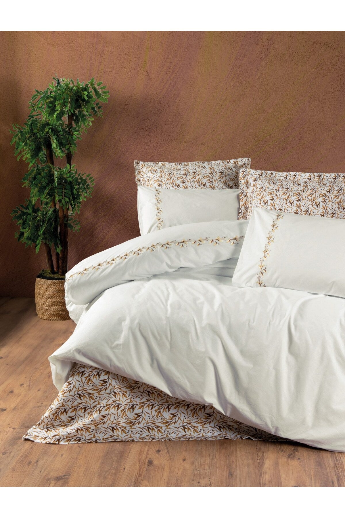 Ranforce Double Quilt Cover Set Quilt Cover: 200 X 220 Cm Flat Sheet: 240 X 260 Cm Pillowcase: 50 X 70 Cm (2 Pieces) Oxford Pillowcase: 50 X 70 Cm (2 Pieces) Cinnamon