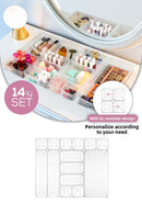 14 Piece Jewelry Makeup Drawer Organizer Cosmetic Accessory Organizer