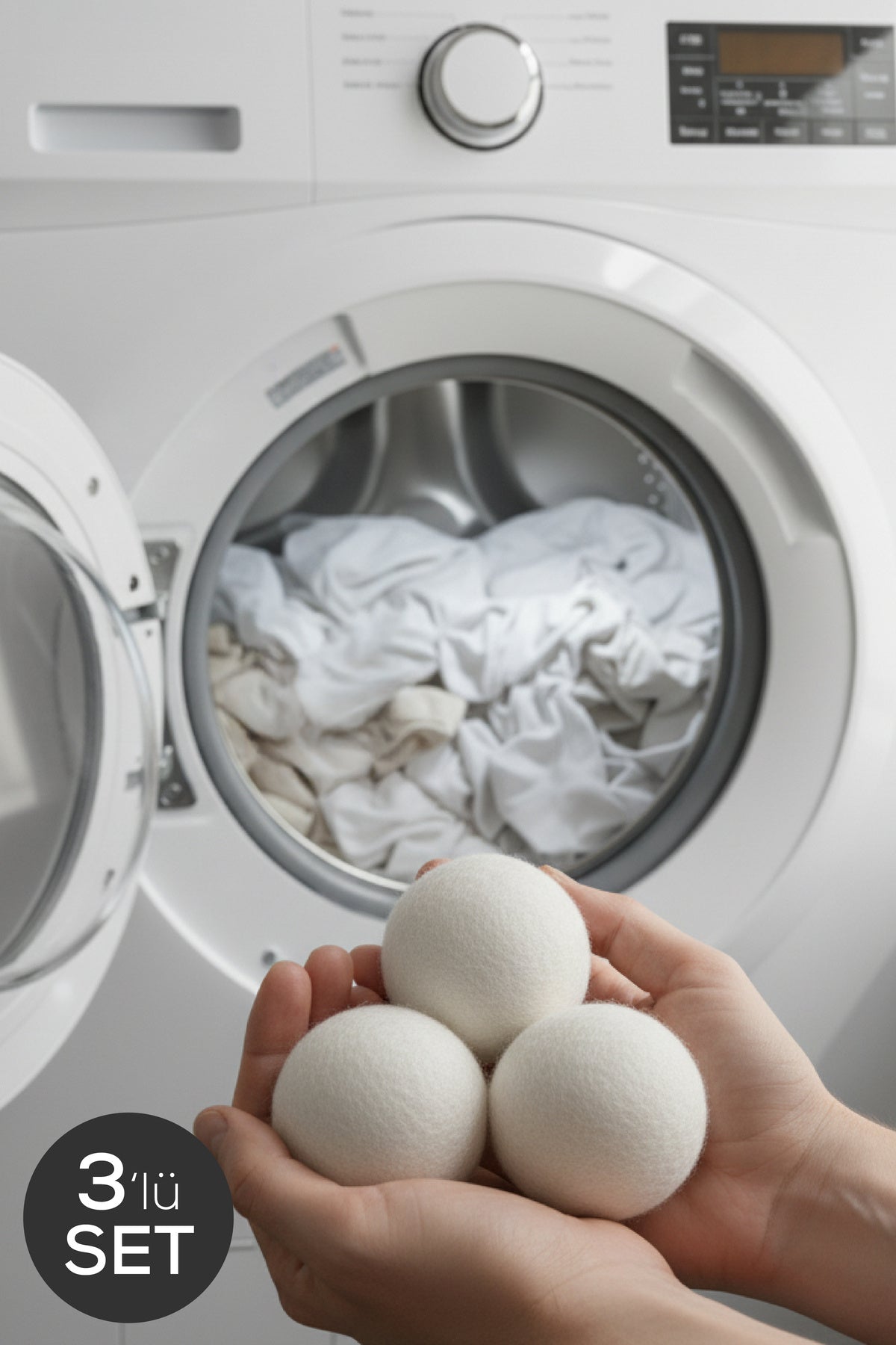 3-Pack Natural Wool Laundry Dryer Balls - Energy Saving and Softening Effect