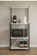 Coffee Corner Cabinet Microwave Oven Cabinet with Shelves Black & White – Kitchen Organizer / Kitchen Console 52 x 36 x 130 cm