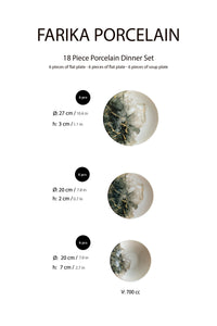 18-Piece Stackable Marble Dinner Set for 6 People - Premium Dinner Set