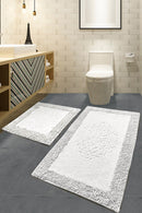 Bathmat Set (2 Pieces) Non-Slip Underside Bathmat: 50 X 60 Cm (1 Piece) Bathmat: 60 X 100 Cm (1 Piece) Piante - Ecru