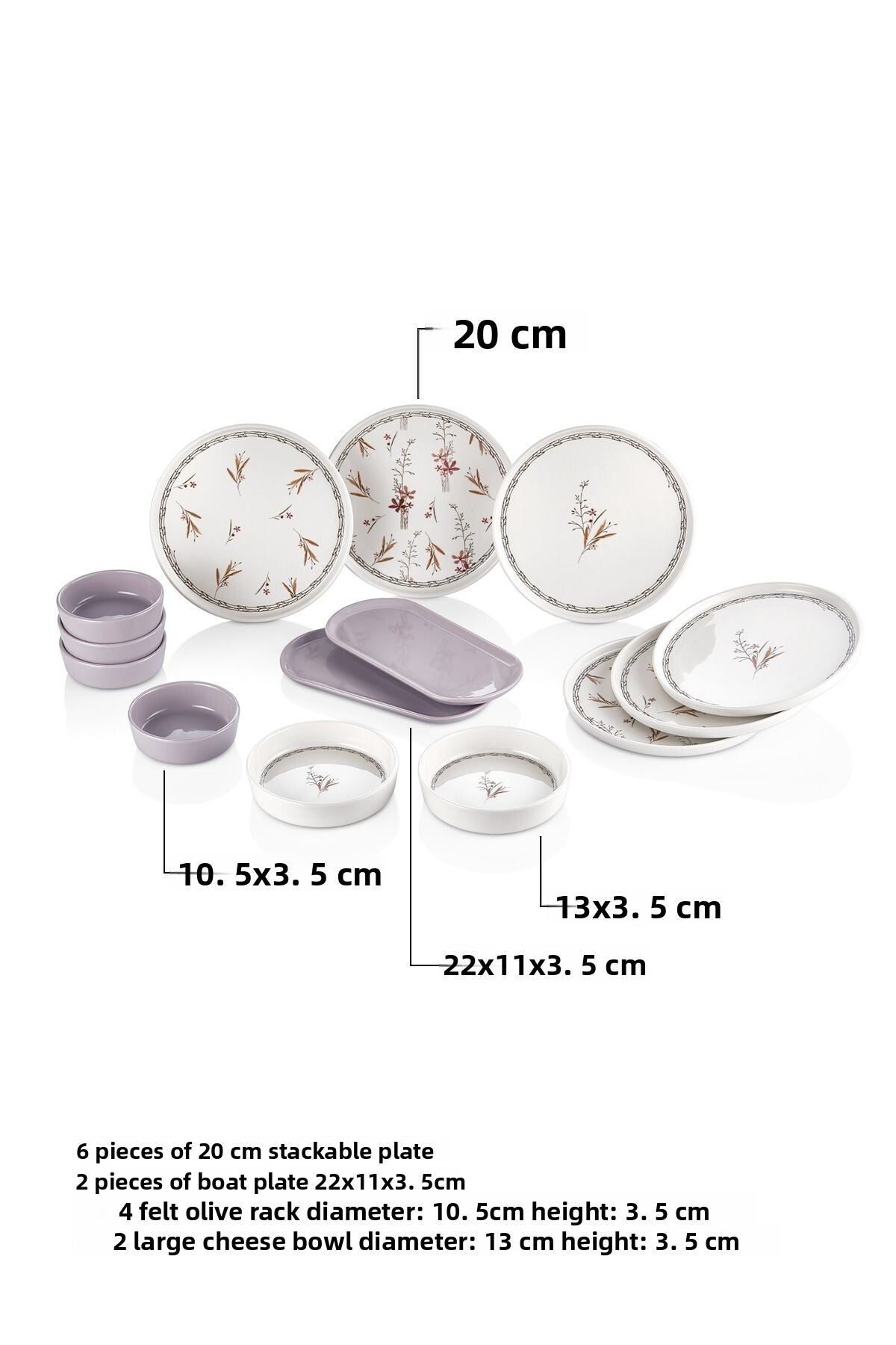 Set de mic dejun "Spring Branch" de 14 piese, pentru 6 persoane - Set de prezentare de lux pentru mic dejun
