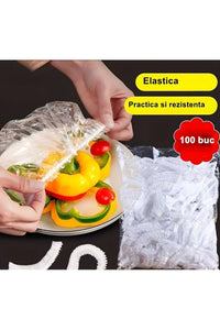 Set of 100 Elastic Food and Bowl Covers, Plastic, fits 12–40 cm