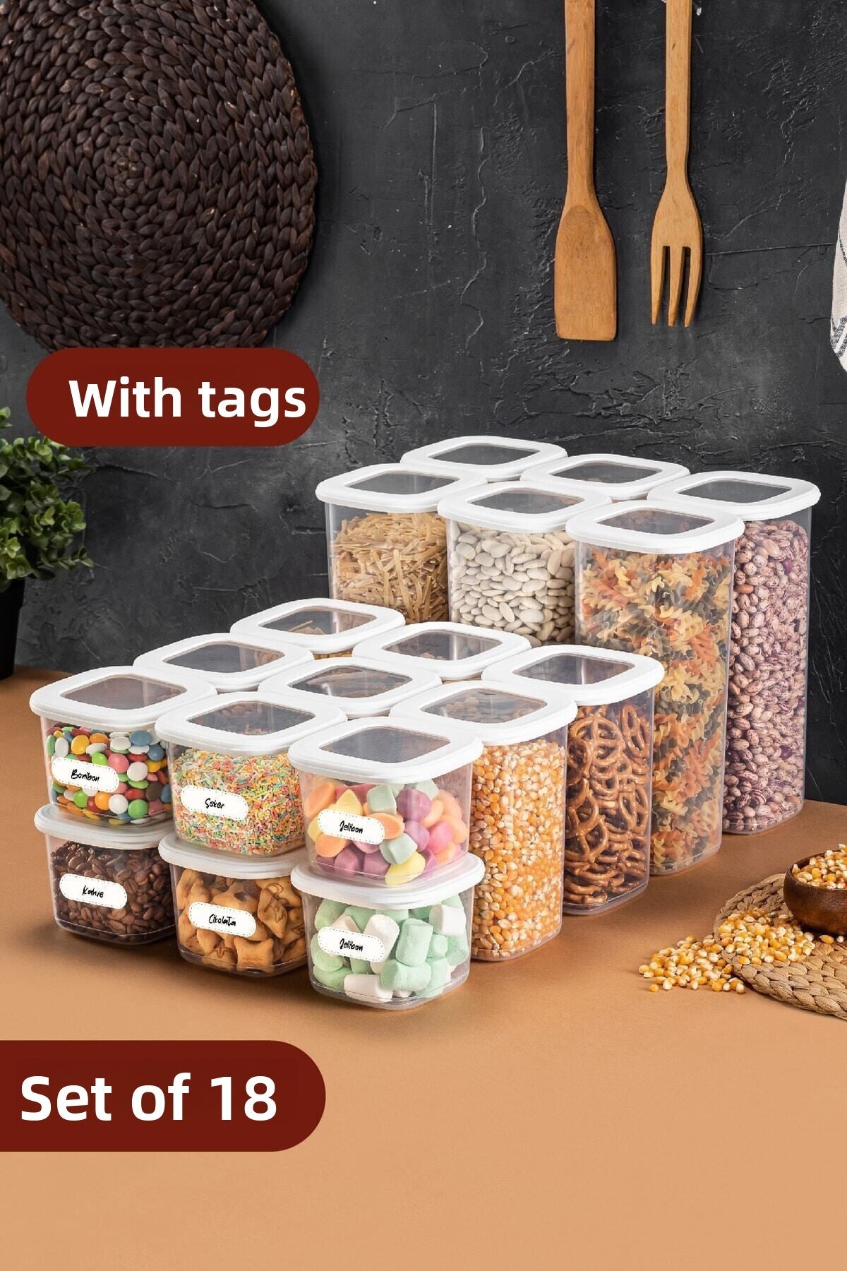 Foil-Labeled Square Food Storage Container 18-Piece Set 6x(0.55 L, 1.2 L, 1.75 L)